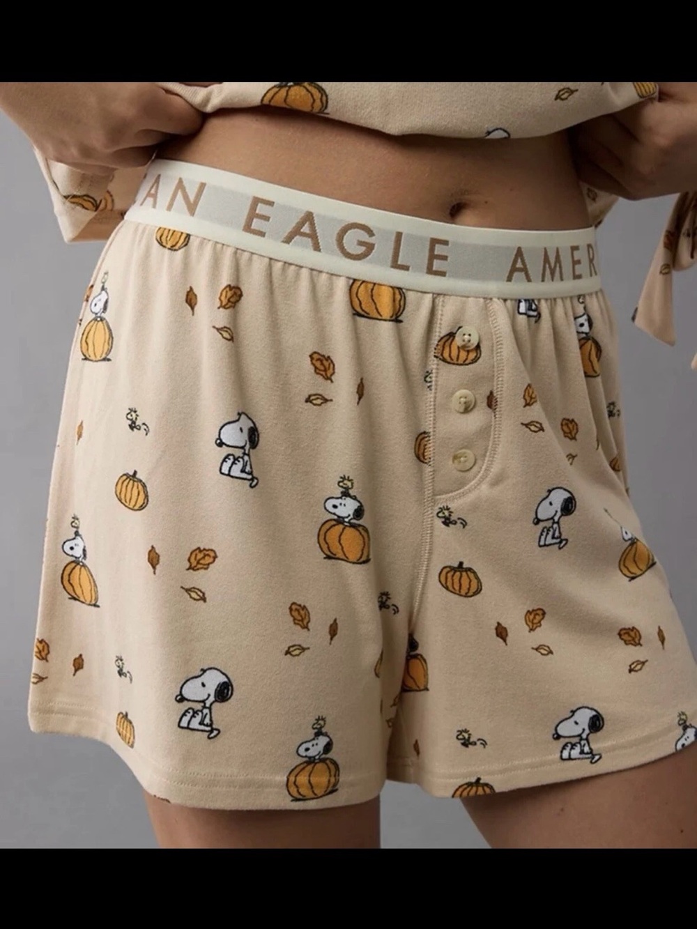 American Eagle AE x Peanuts fall 2024 pumpkin plush snoopy PJ shorts size M